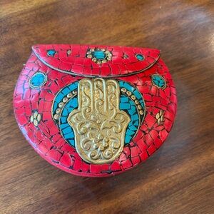 Ramla Handmade‎ Red Morrocan Mosaic Tile Bag with Shoulder Chain